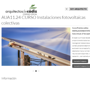 Lee más sobre el artículo Curso. Instalaciones fotovoltáicas para el Autoconsumo colectivo, Cádiz, 27.09.24