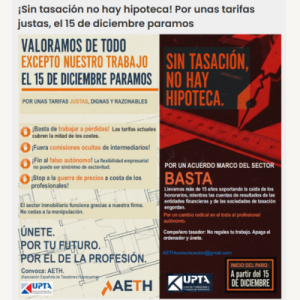 Lee más sobre el artículo Paro de actividad TASADORES HIPOTECARIOS, del 15 al 19 de diciembre 2025